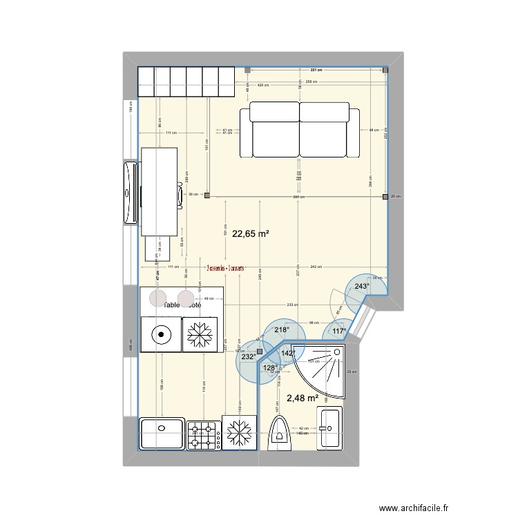 benoit. Plan de 2 pièces et 25 m2