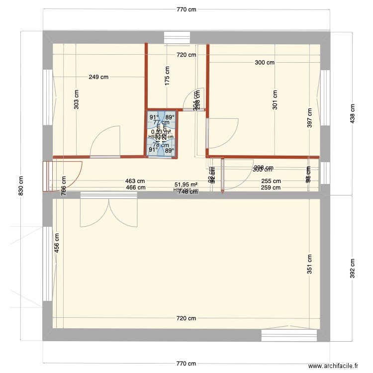 REZ DE CHAUSSEE. Plan de 5 pièces et 108 m2