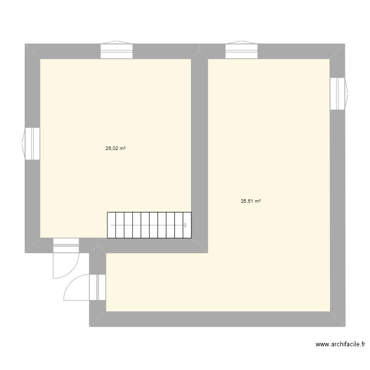 sous sol maison bornazel. Plan de 2 pièces et 62 m2