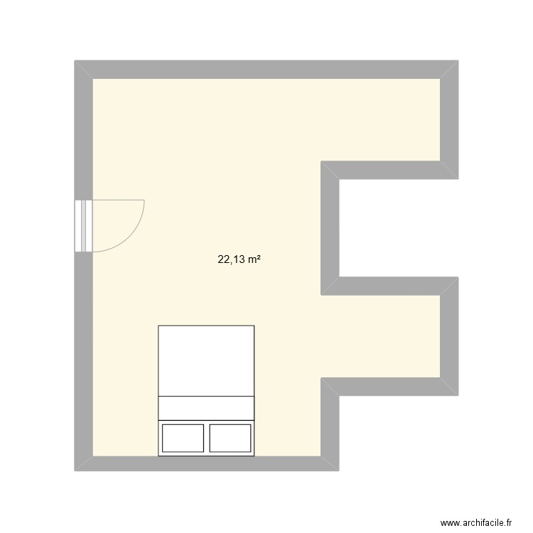 bureau 1er etage. Plan de 1 pièce et 22 m2