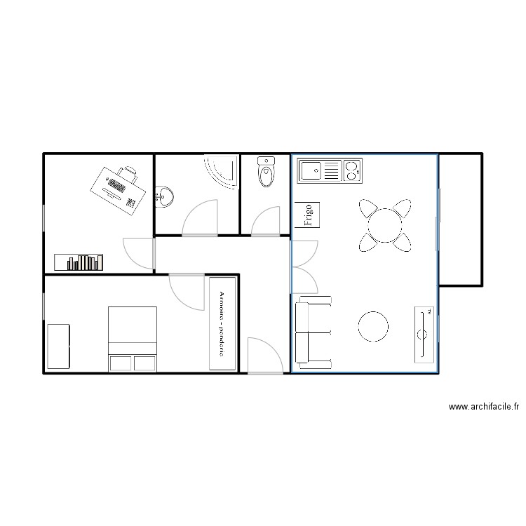 Caro 3. Plan de 7 pièces et 47 m2