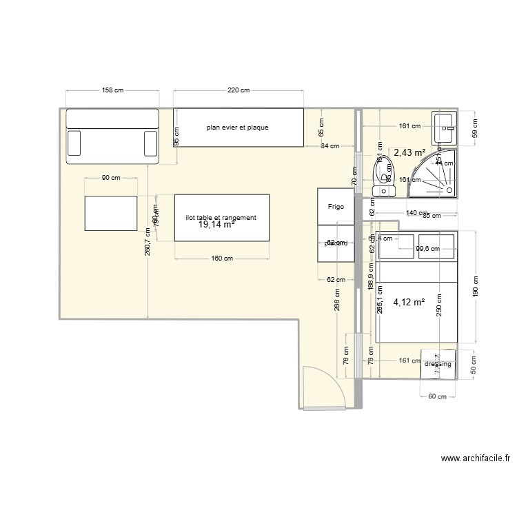 plan version gwen 1. Plan de 3 pièces et 26 m2