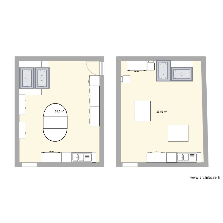 salle de jeu. Plan de 2 pièces et 57 m2