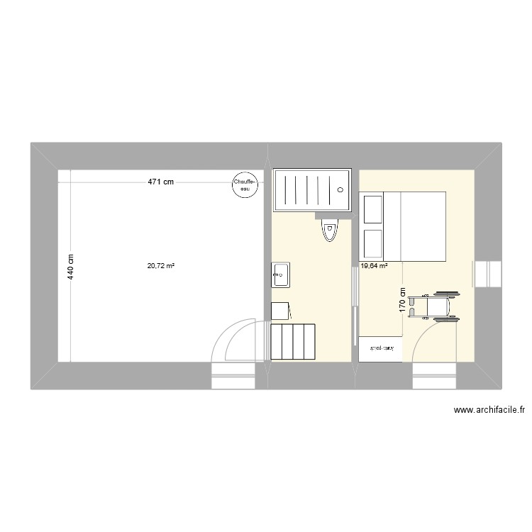 GR MAISON HAUT - V2. Plan de 2 pièces et 40 m2