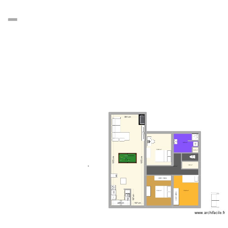 etage. Plan de 8 pièces et 91 m2