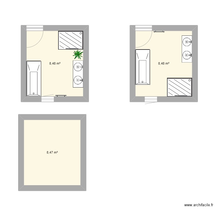 salle de bain aménagement inovia. Plan de 3 pièces et 25 m2