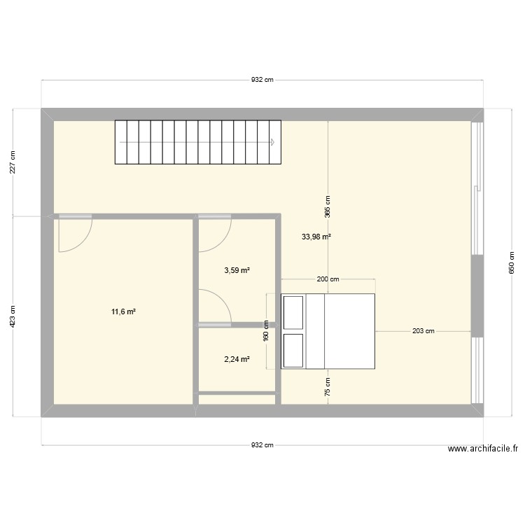 1er Claira. Plan de 4 pièces et 51 m2