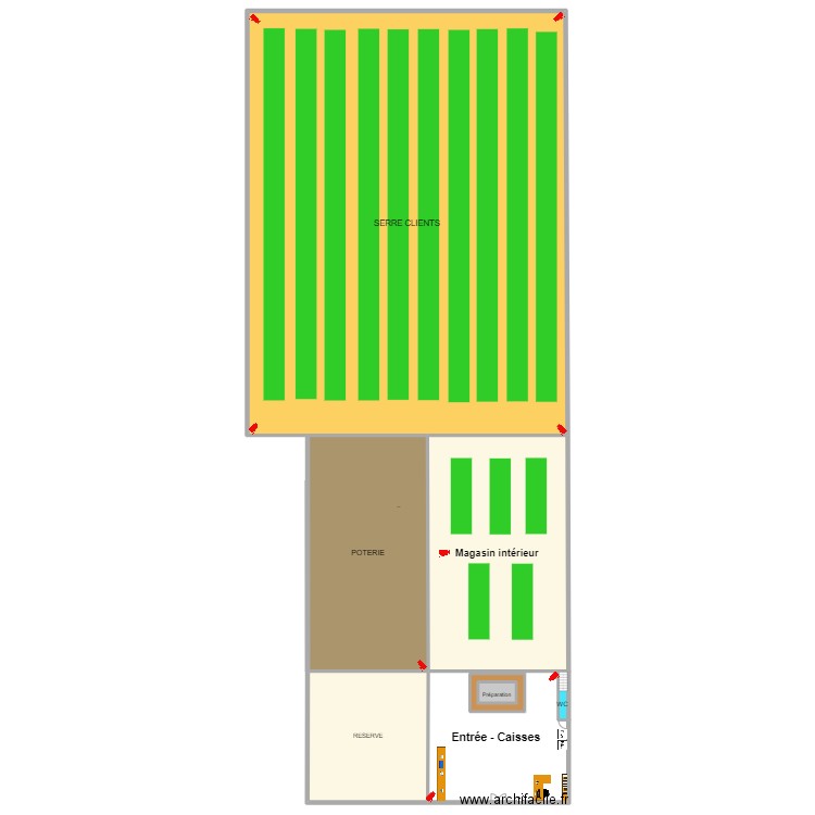 JARDINERIE SALUSSOLIA. Plan de 7 pièces et 1936 m2