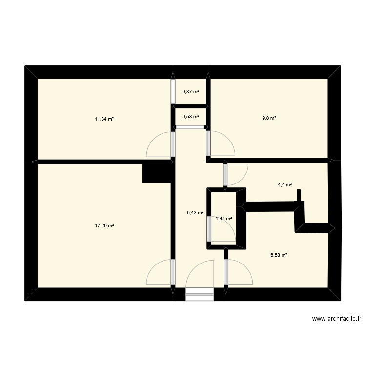 appart orginel. Plan de 9 pièces et 59 m2