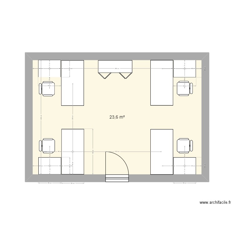 ex JFP. Plan de 1 pièce et 24 m2