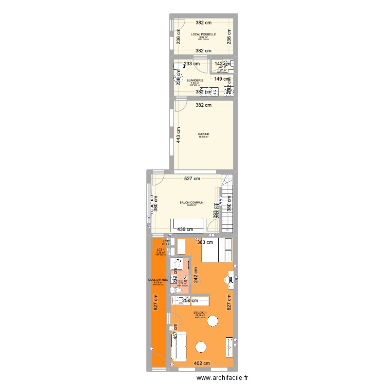 CROIX. Plan de 23 pièces et 207 m2