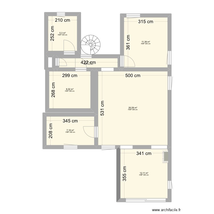 Marseille. Plan de 7 pièces et 73 m2