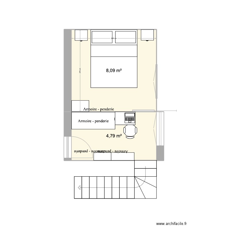 CHAMBRE DRESSING . Plan de 2 pièces et 13 m2