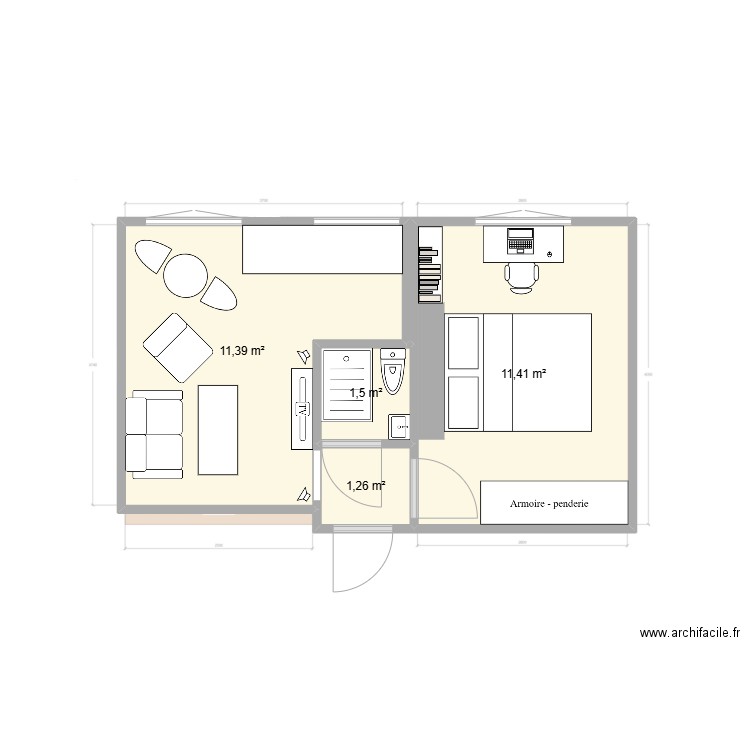 Nouveau. Plan de 4 pièces et 26 m2