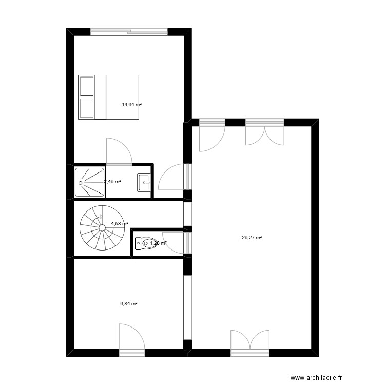 canet 66. Plan de 6 pièces et 59 m2