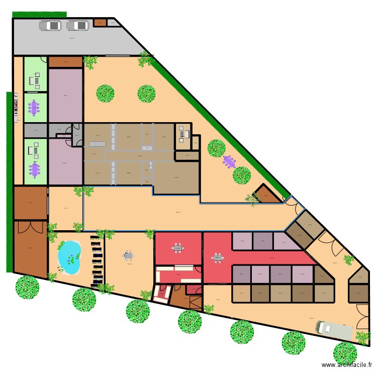 RESTO NORD + SALLE STANDS INTERIEUR + STANDS EXTERIEUR 1211A. Plan de 69 pièces et 1817 m2