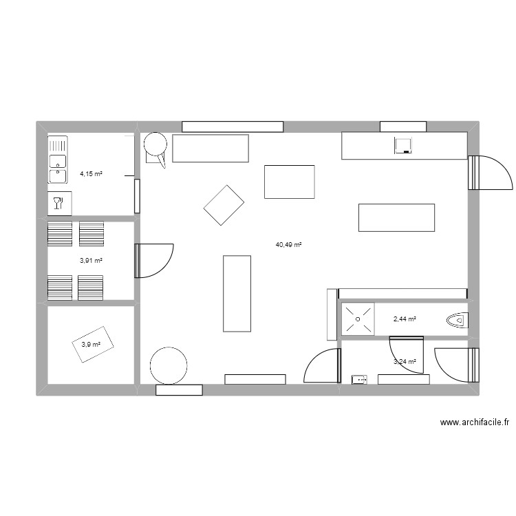 plan al 9. Plan de 6 pièces et 58 m2