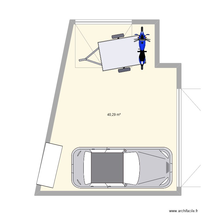 garage v3. Plan de 1 pièce et 40 m2