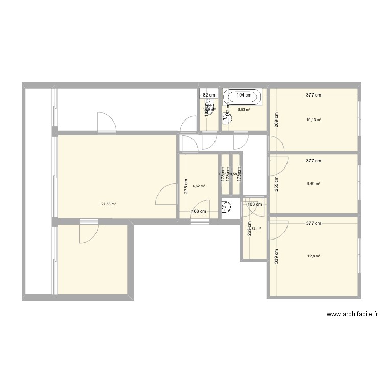 Projet 1 2025. Plan de 10 pièces et 74 m2