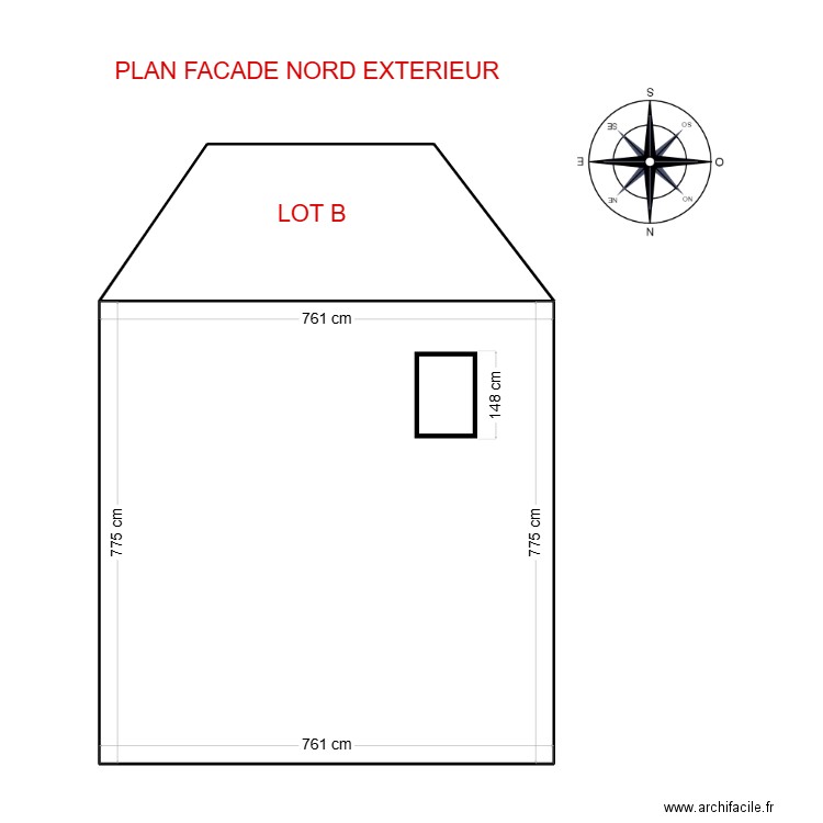 PLAN FACADE NORD EXTERIEUR. Plan de 2 pièces et 74 m2