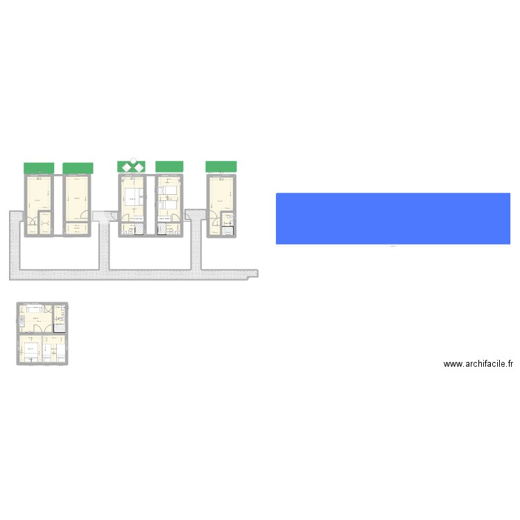 BUNGA. Plan de 14 pièces et 93 m2