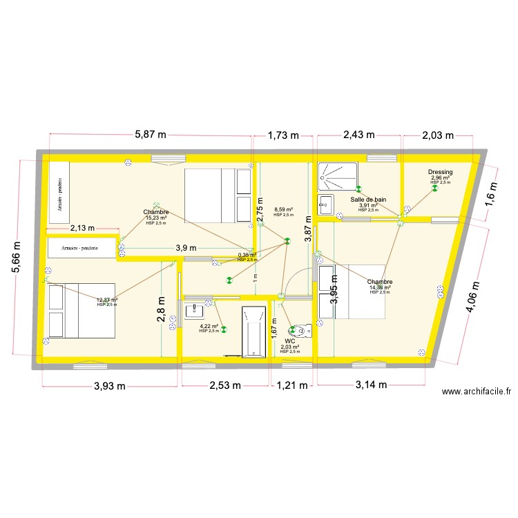 DUCHENE etage. Plan de 9 pièces et 137 m2