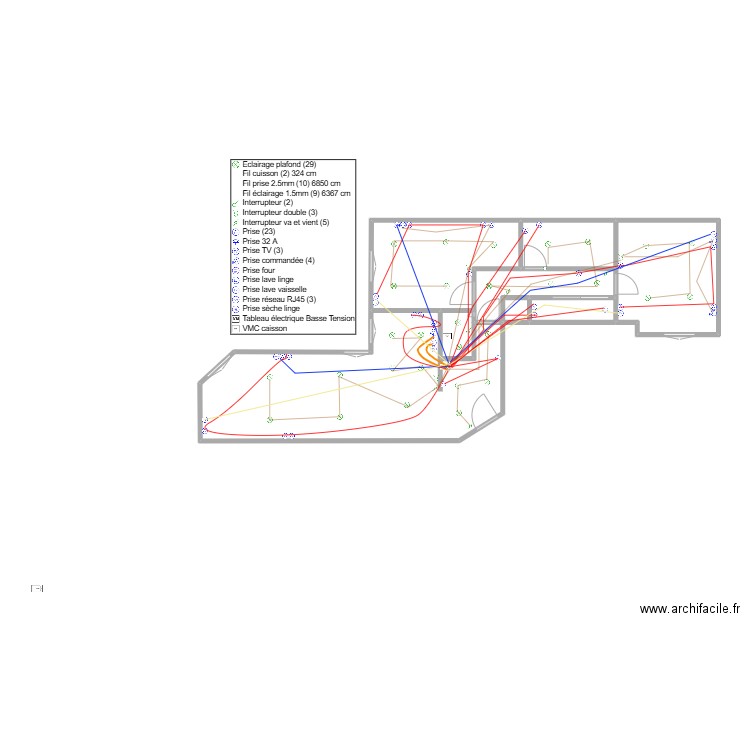 Bois Colombes - Plan Électricité RDC. Plan de 8 pièces et 63 m2