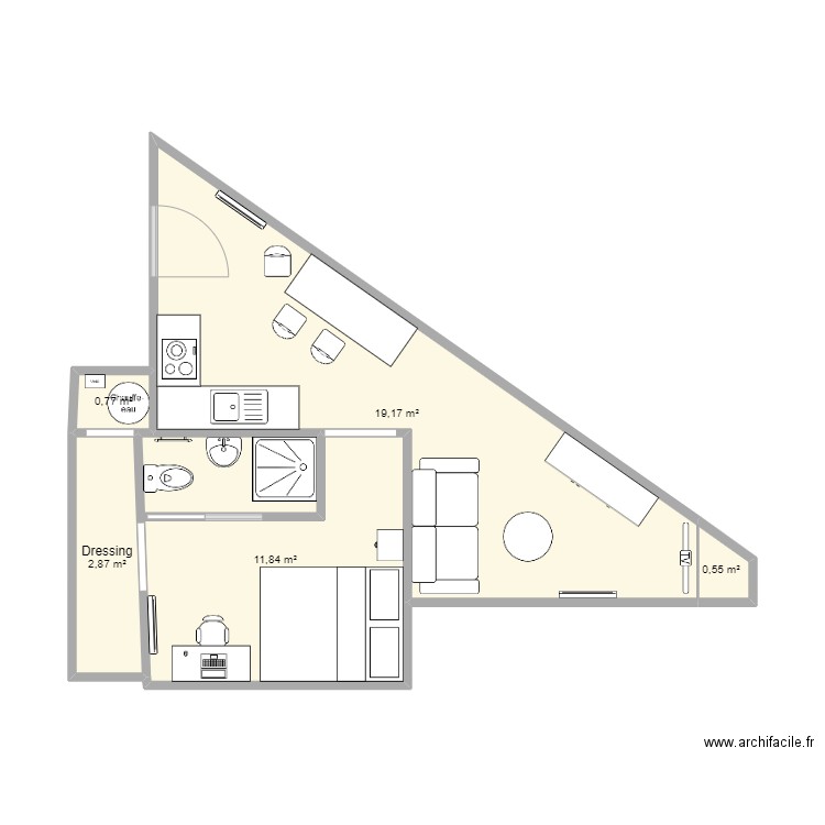 Maldoyenne rdc . Plan de 5 pièces et 35 m2