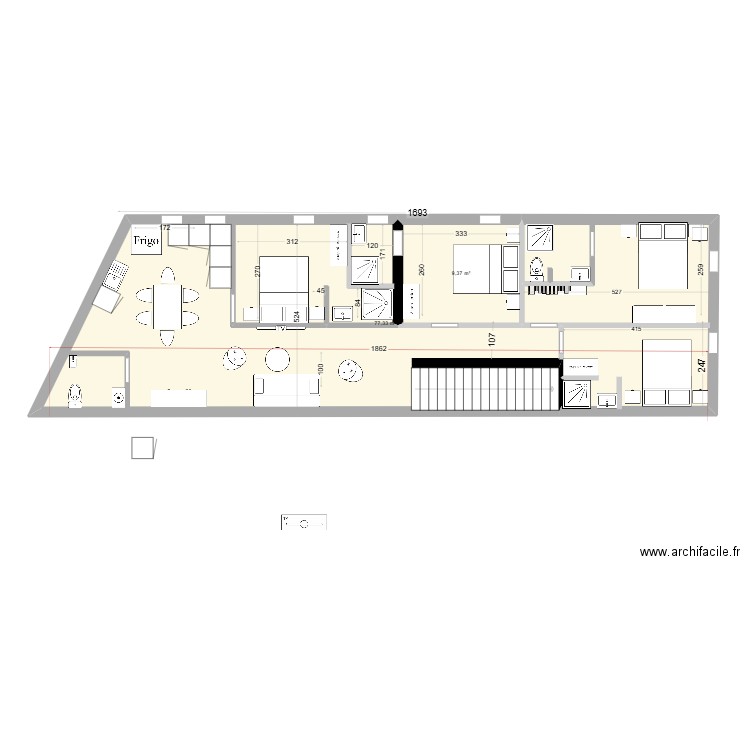 SRDL PAVILLONS 4. Plan de 2 pièces et 87 m2