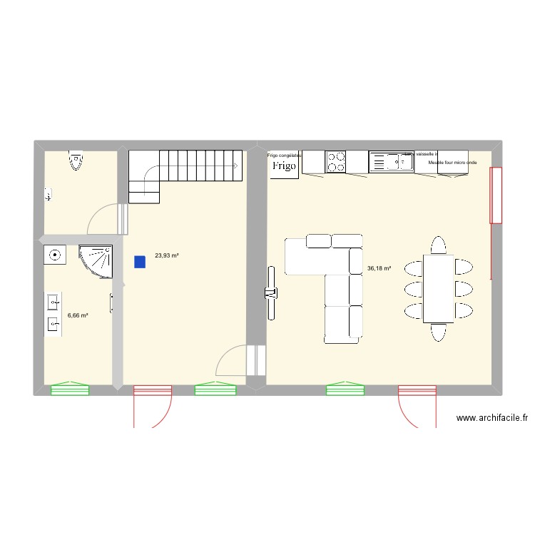 Maison loc. Plan de 3 pièces et 67 m2