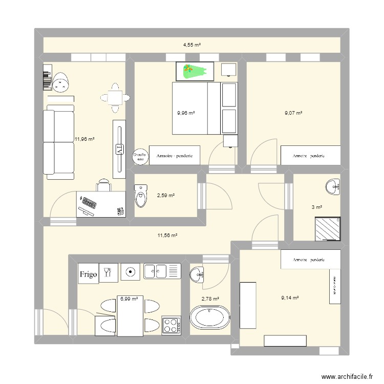 VF Chal. Plan de 10 pièces et 72 m2