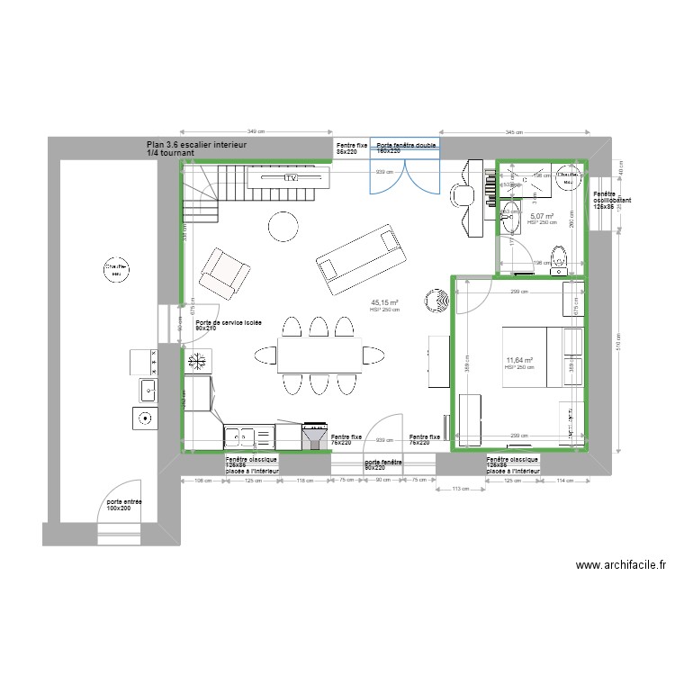 plan 3.6. Plan de 11 pièces et 153 m2