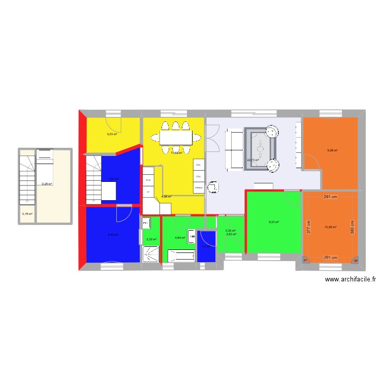 maison. Plan de 16 pièces et 112 m2