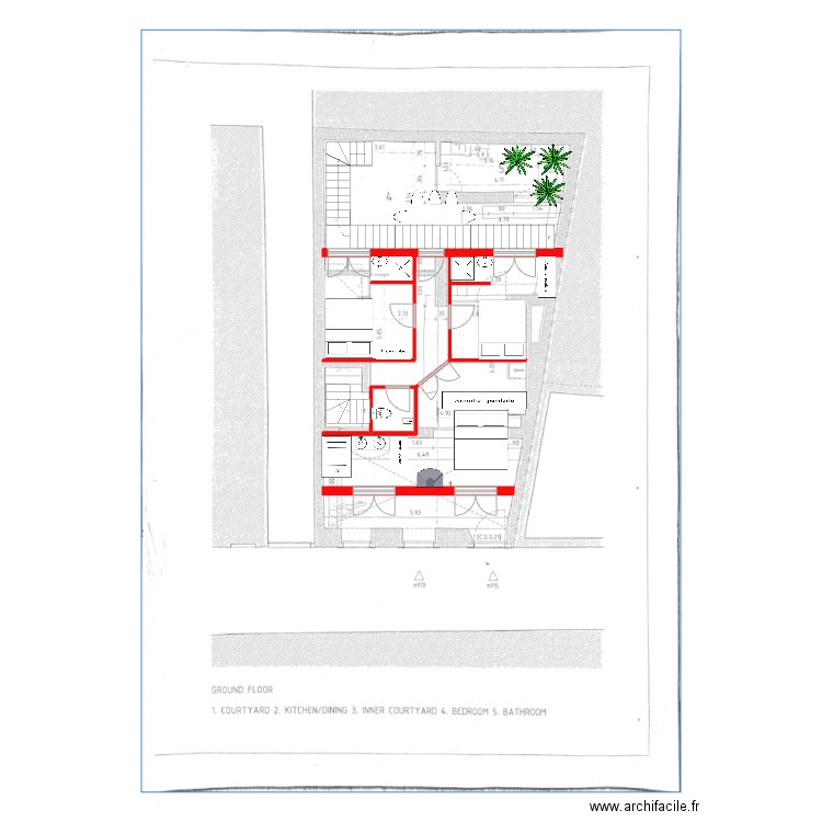 CAMOES etage. Plan de 1 pièce et 2 m2