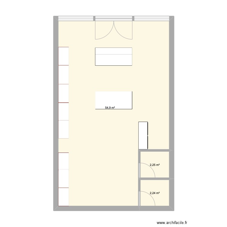 magasin elguiz. Plan de 3 pièces et 59 m2