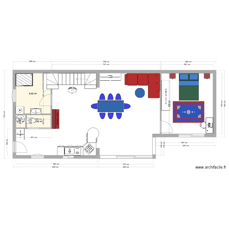 Les Mouettes Plan Aménagé. Plan de 5 pièces et 12 m2