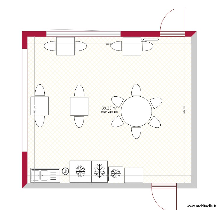 ref. Plan de 1 pièce et 39 m2