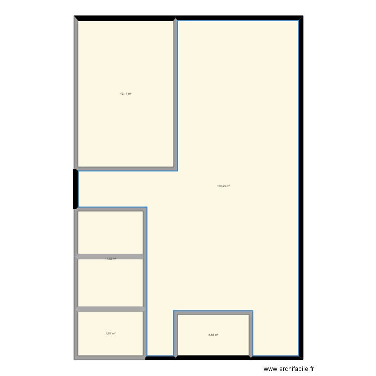 grange. Plan de 5 pièces et 213 m2