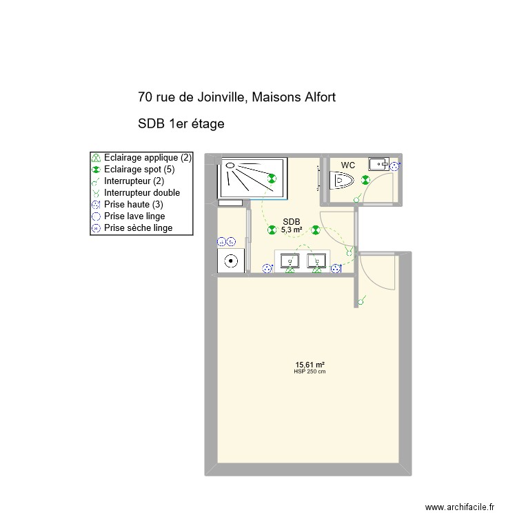 70 Joinville SDB 1er Elec. Plan de 6 pièces et 23 m2