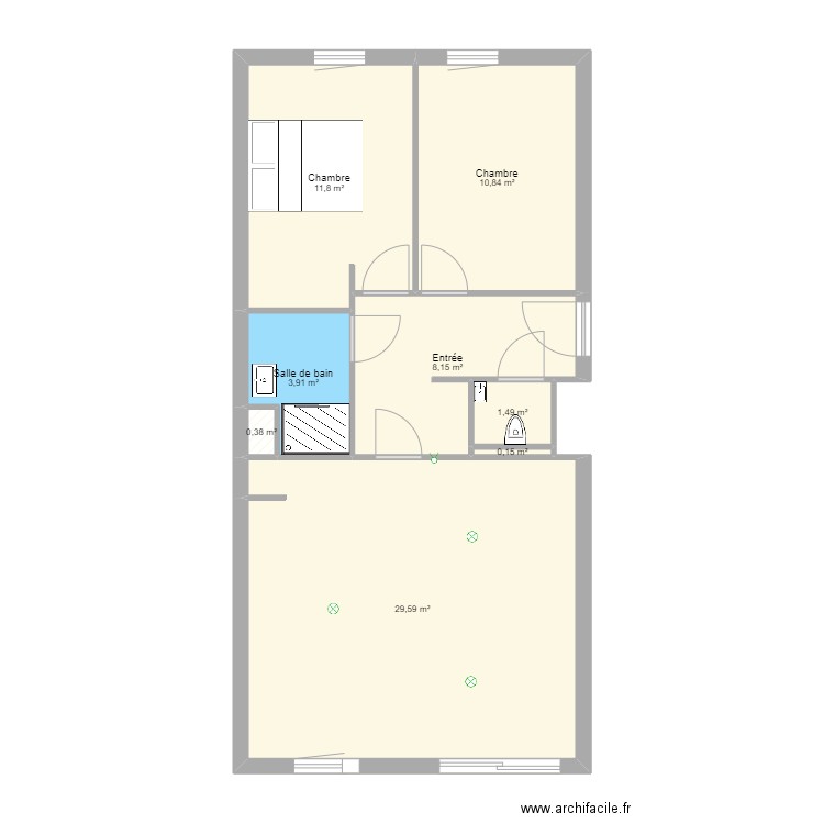 B304-Electricité. Plan de 8 pièces et 66 m2