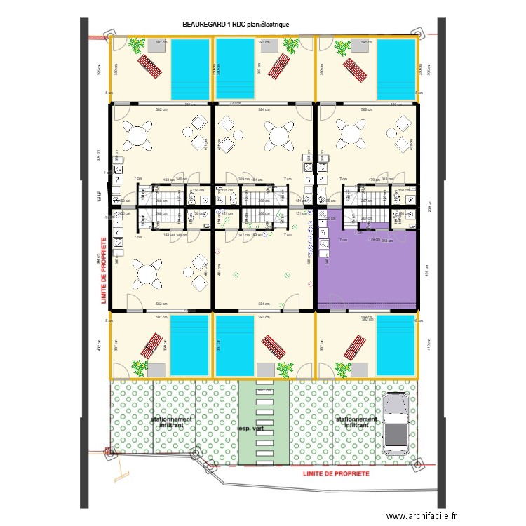 Beauregard plan intérieur rdc électrique. Plan de 17 pièces et 307 m2