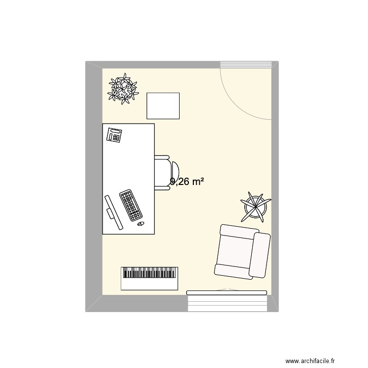 chambre studio v1. Plan de 1 pièce et 9 m2