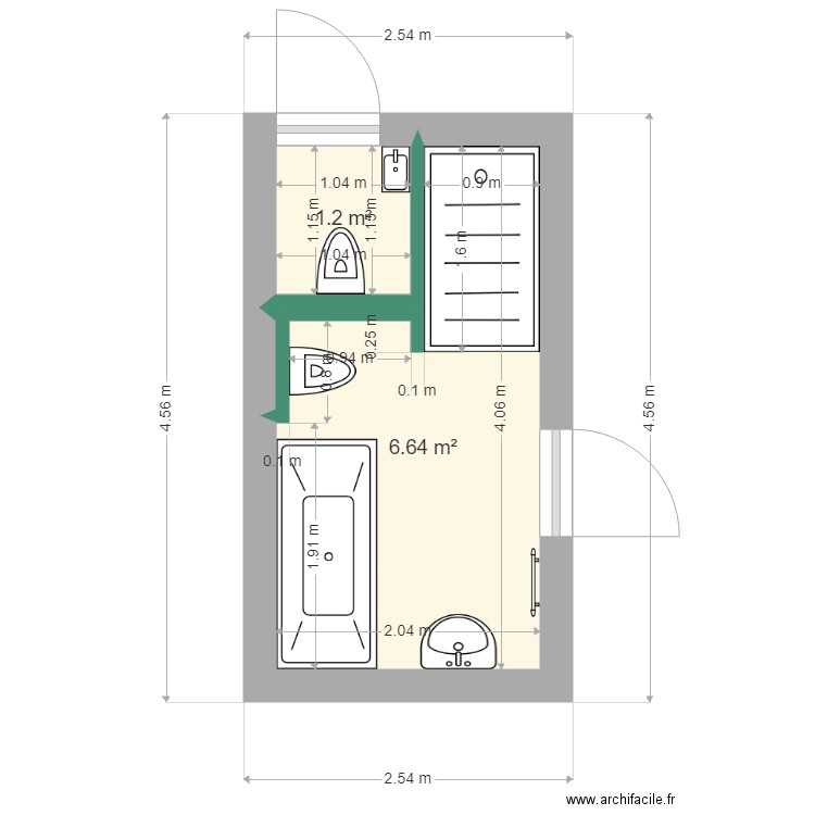 abbaye. Plan de 2 pièces et 8 m2