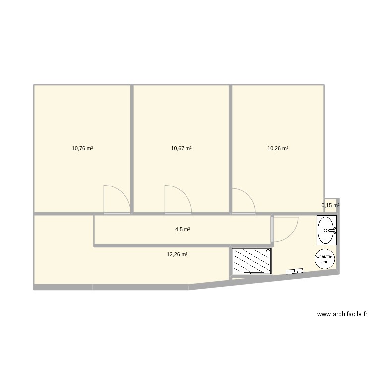 2eme_etage_archi. Plan de 6 pièces et 49 m2