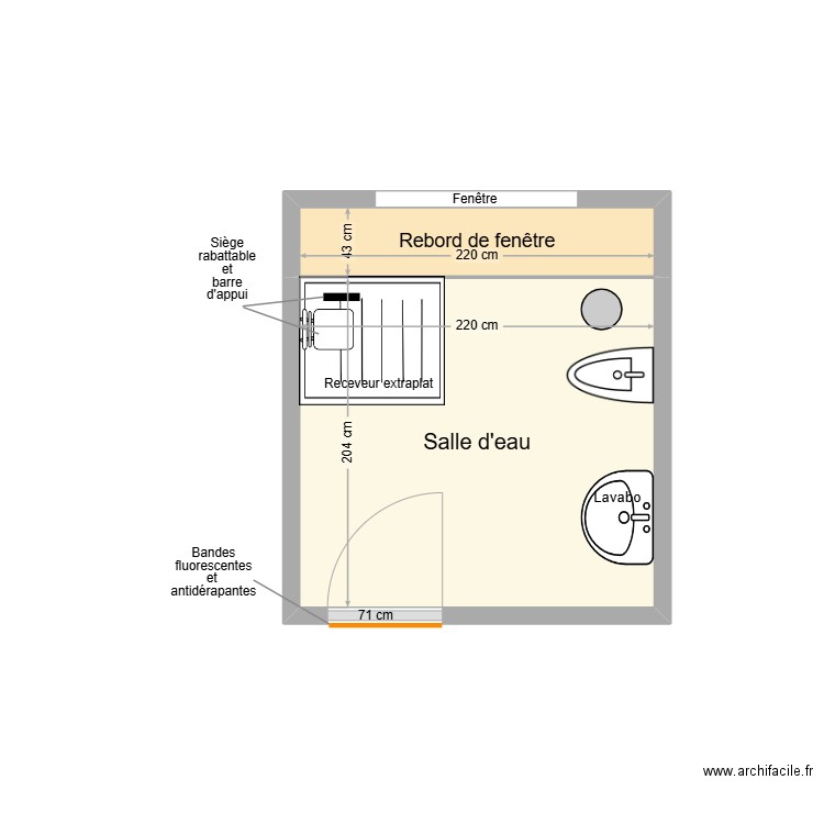 DEDIEU SDB Adaptation 1. Plan de 2 pièces et 5 m2