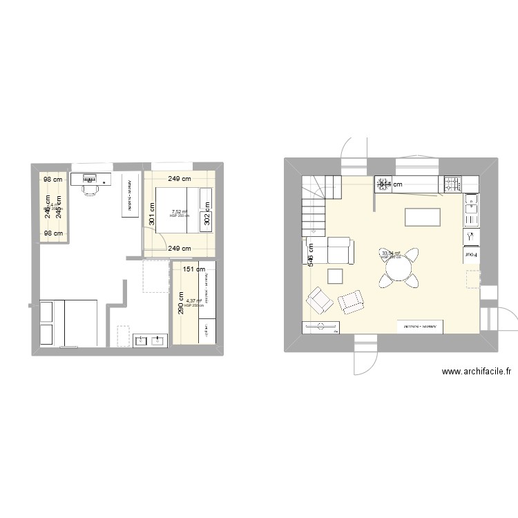 maison st joachim. Plan de 4 pièces et 48 m2