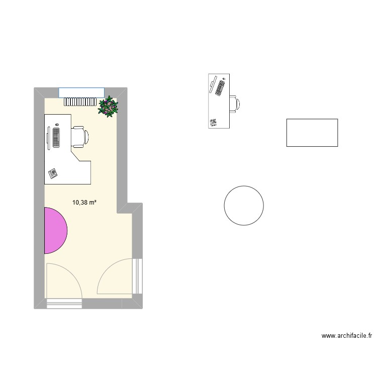 bureau stage. Plan de 1 pièce et 10 m2