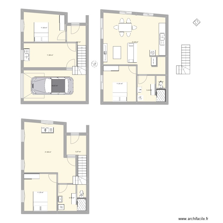 Projet Studio Bourg. Plan de 12 pièces et 140 m2