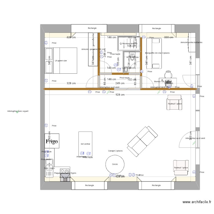 maison toilette externe. Plan de 6 pièces et 83 m2