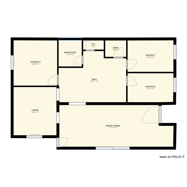 plan sans cotation. Plan de 9 pièces et 108 m2